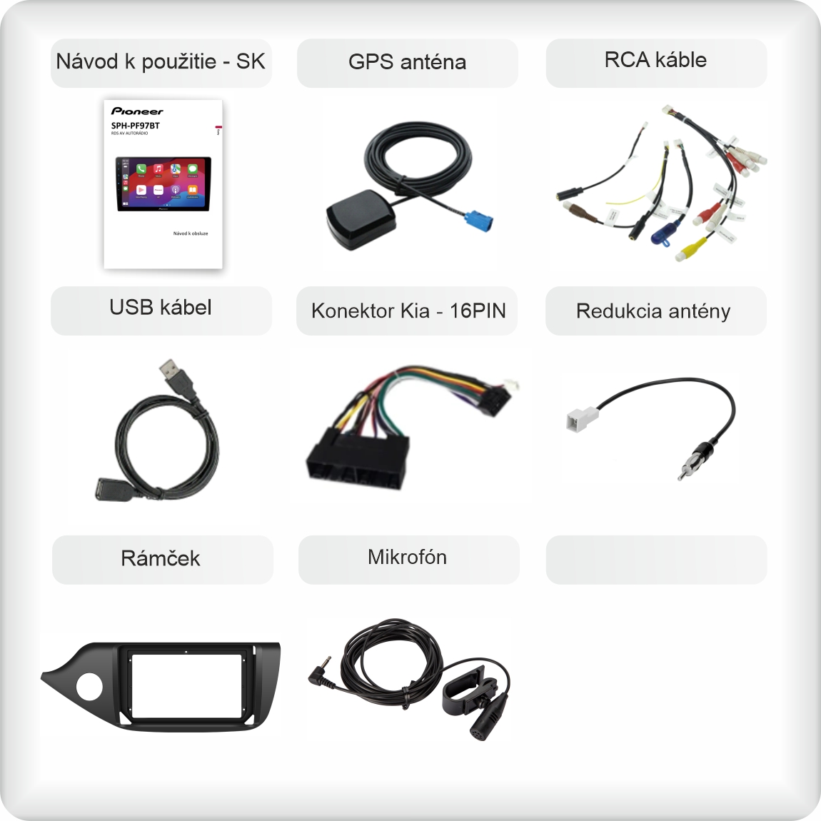 SK příslušenství pro autorádio Pioneer SPH - PF97BT pro kia ceed 2 generace carplay a android auto evtech_cz